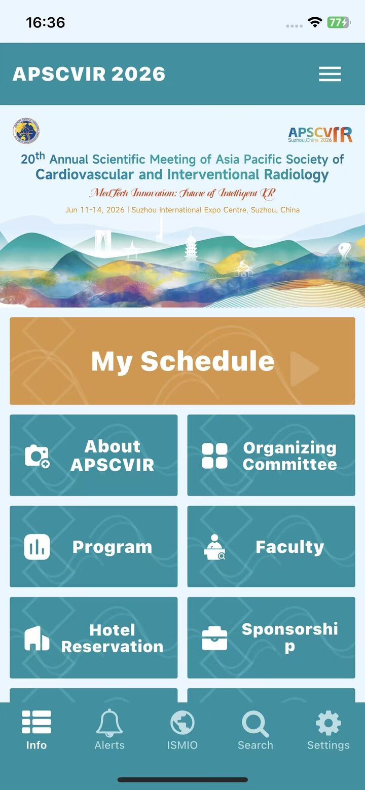 APSCVIR 2026 app home screen